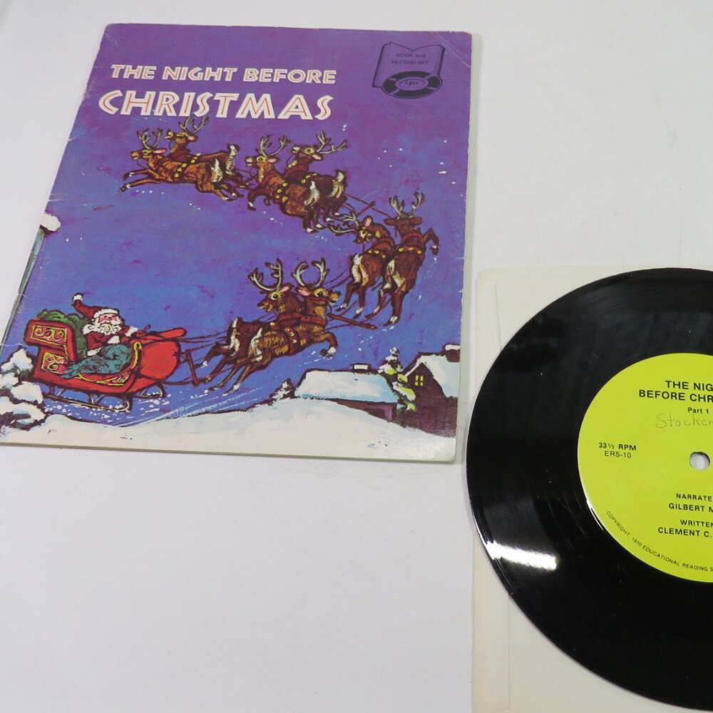 vintage 1970s night before Christmas book and record